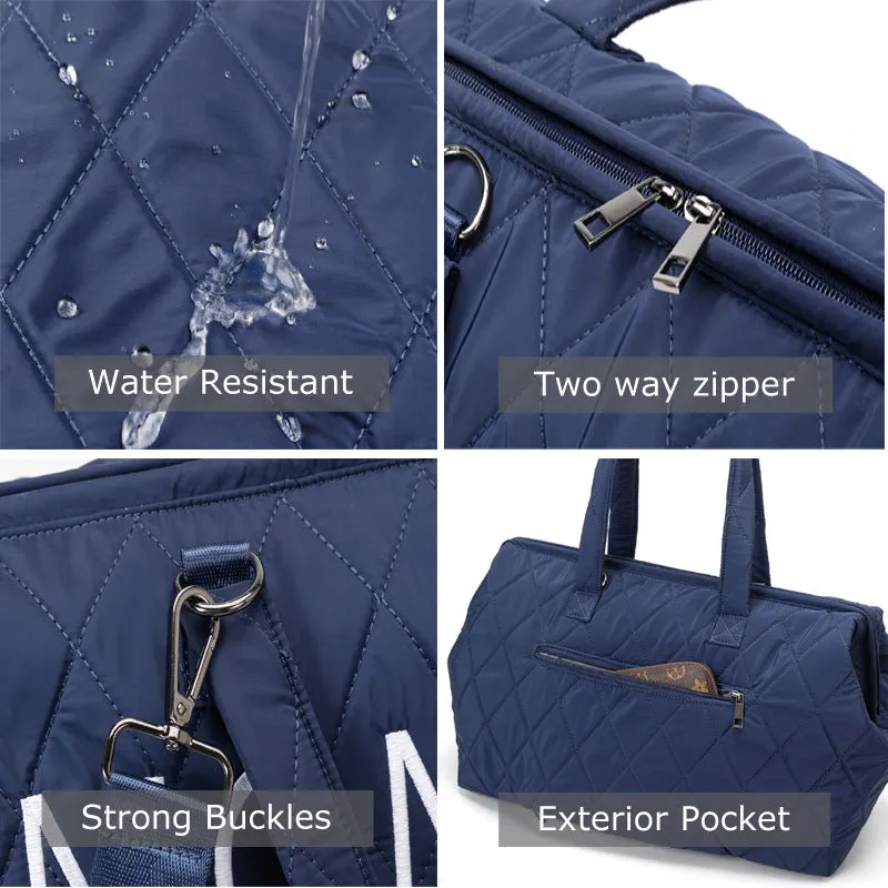 ANYMOM Mommy Diaper Bag Khaki Handbag 5 pcs set with Portable Changing Pad Adjustable and Removable Strap Diamond Pattern Maternity Bag