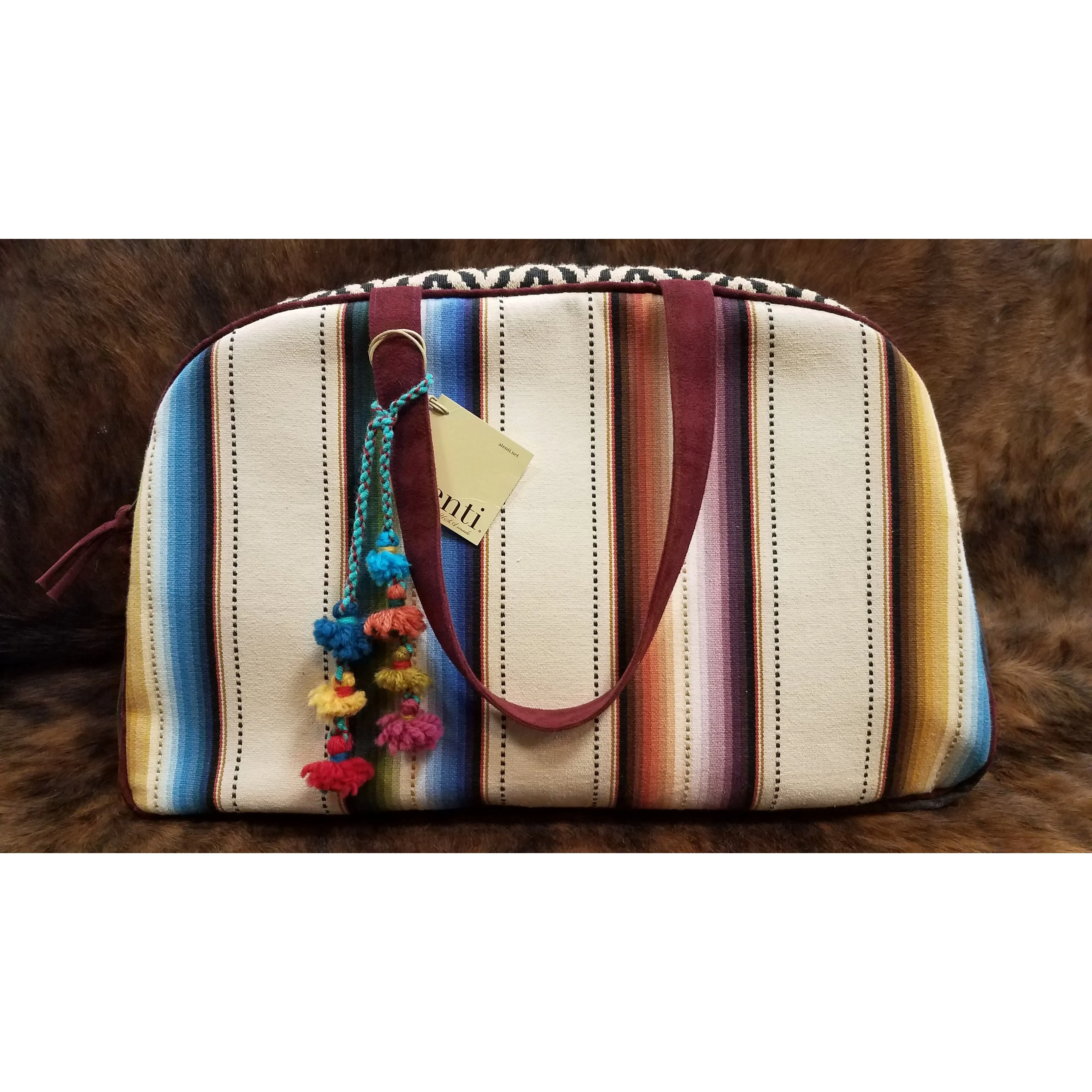 Atenti Striped Overnight Bag