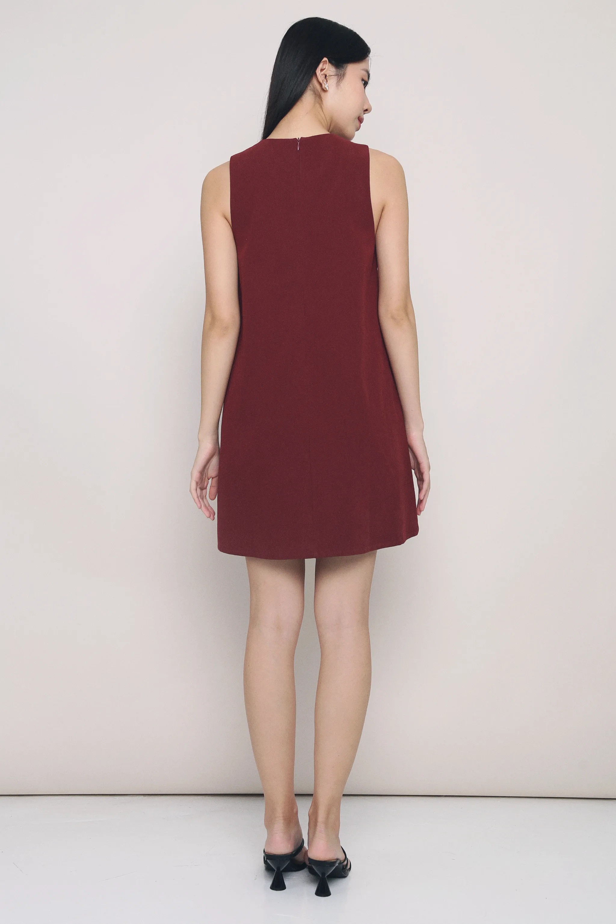 Aurelia Bow Shift Dress Burgundy