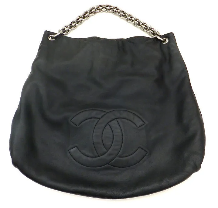 Authentic Chanel Soft and Chain Black Jumbo Hobo