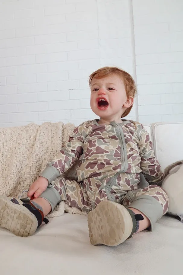 Baby Camo Print Zip Sleeper