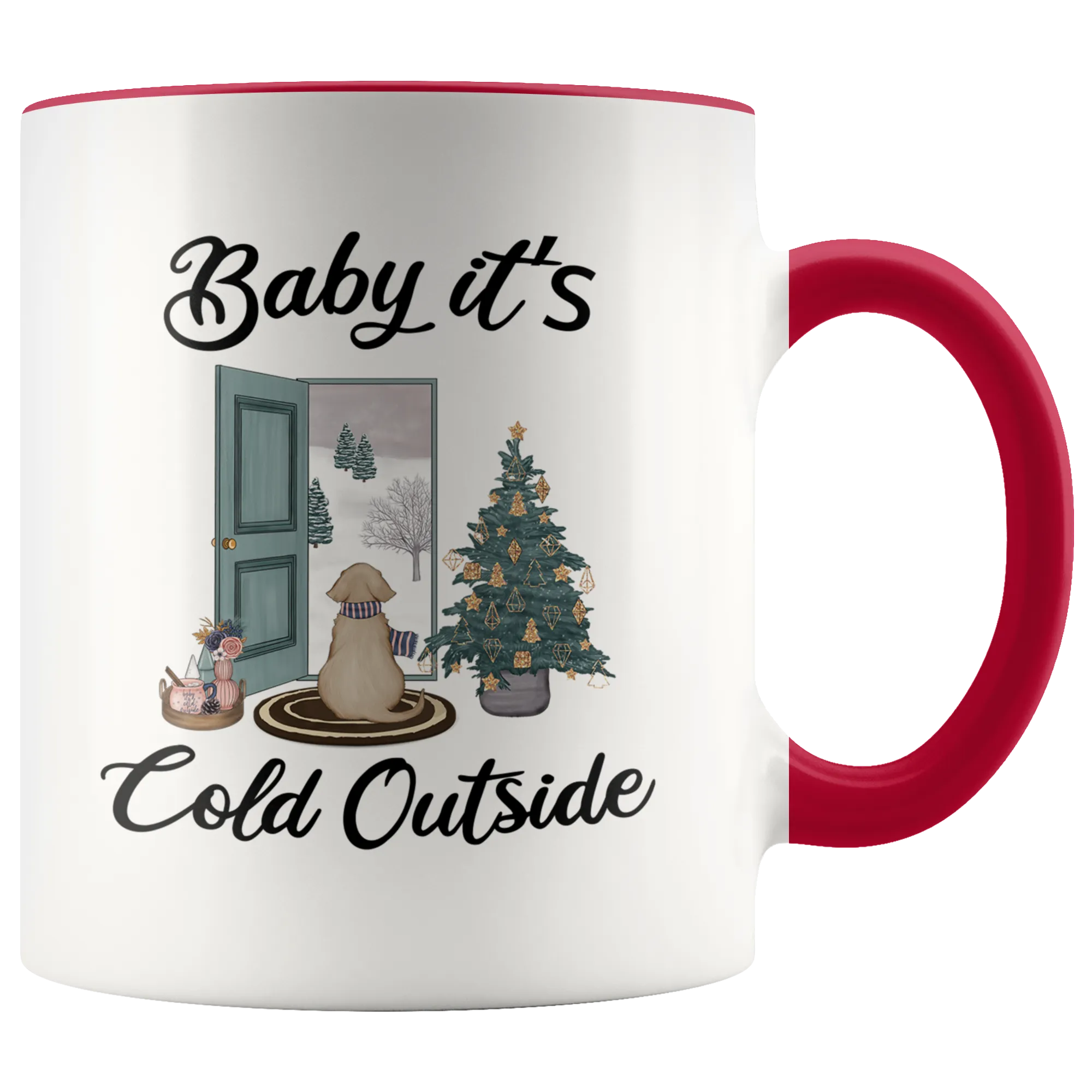 Baby it's Cold Outside Mug Christmas Gift Cute Winter Mugs with Sayings Gift for Grandma Dog Lover Coffee Cup Stocking Stuffer