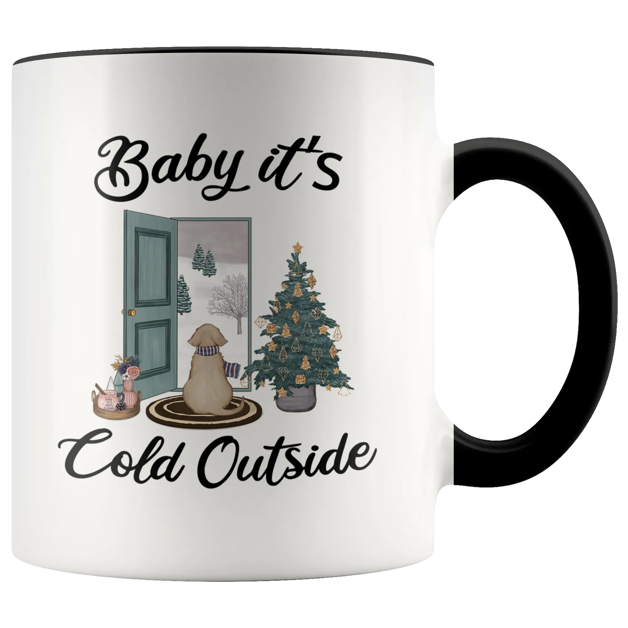 Baby it's Cold Outside Mug Christmas Gift Cute Winter Mugs with Sayings Gift for Grandma Dog Lover Coffee Cup Stocking Stuffer