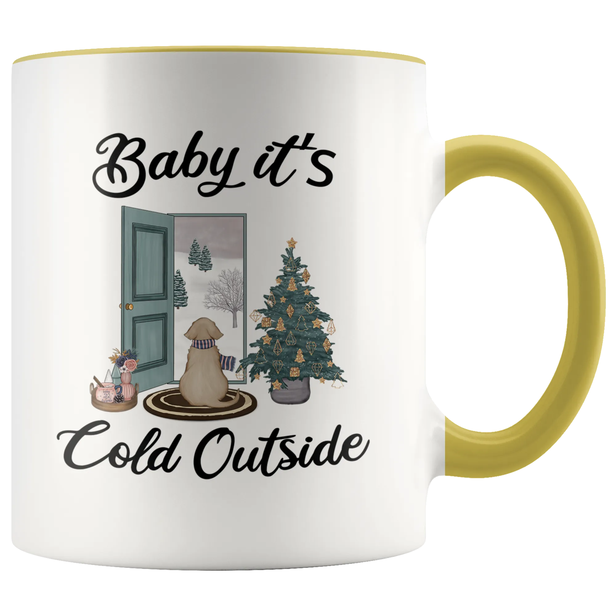 Baby it's Cold Outside Mug Christmas Gift Cute Winter Mugs with Sayings Gift for Grandma Dog Lover Coffee Cup Stocking Stuffer
