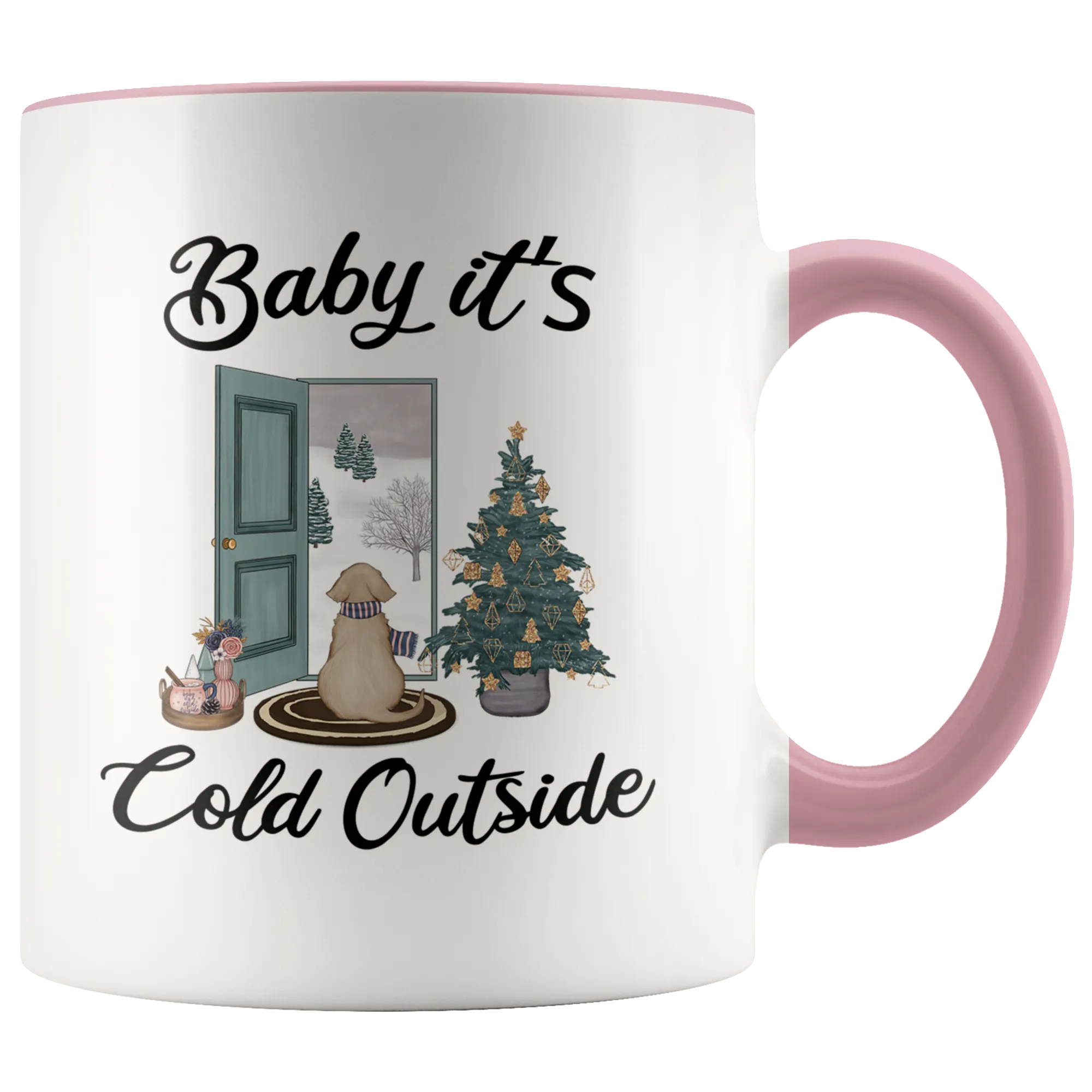 Baby it's Cold Outside Mug Christmas Gift Cute Winter Mugs with Sayings Gift for Grandma Dog Lover Coffee Cup Stocking Stuffer