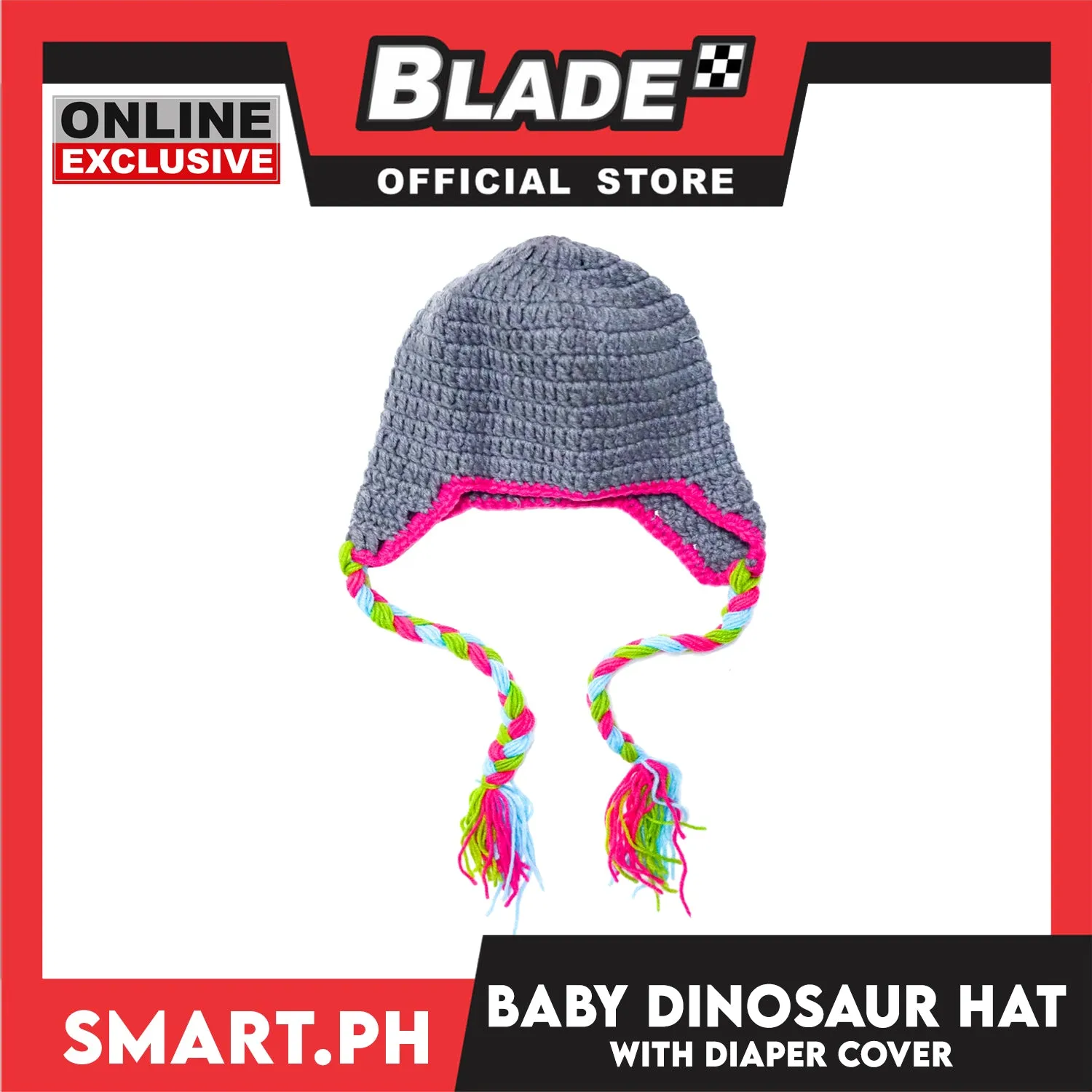 Baby Knotted Hat and Diaper Cover with Dinosaur Design (Colorful)