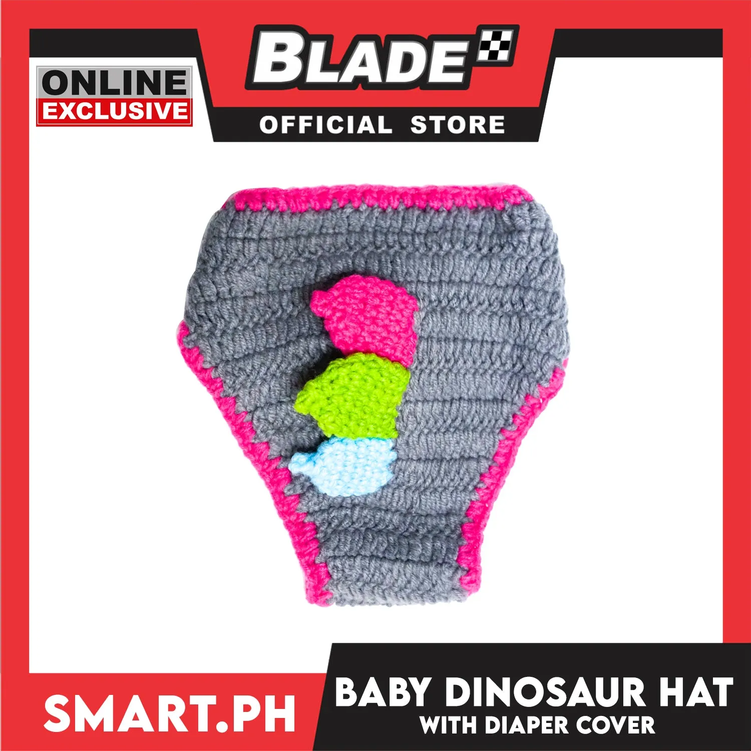 Baby Knotted Hat and Diaper Cover with Dinosaur Design (Colorful)