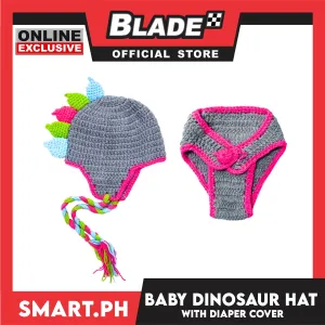 Baby Knotted Hat and Diaper Cover with Dinosaur Design (Colorful)