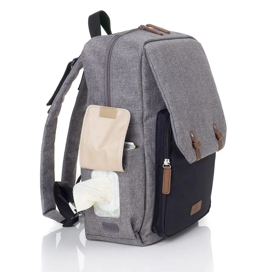 Babymel George Backpack Changing Bag - Black/Grey