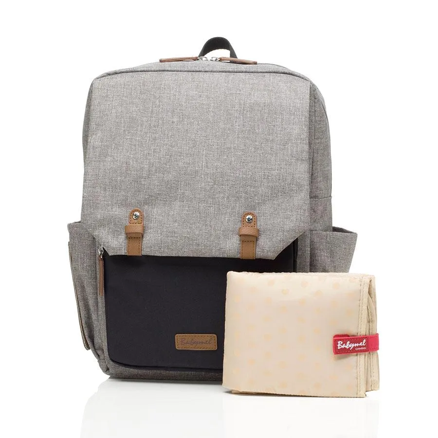 Babymel George Backpack Changing Bag - Black/Grey