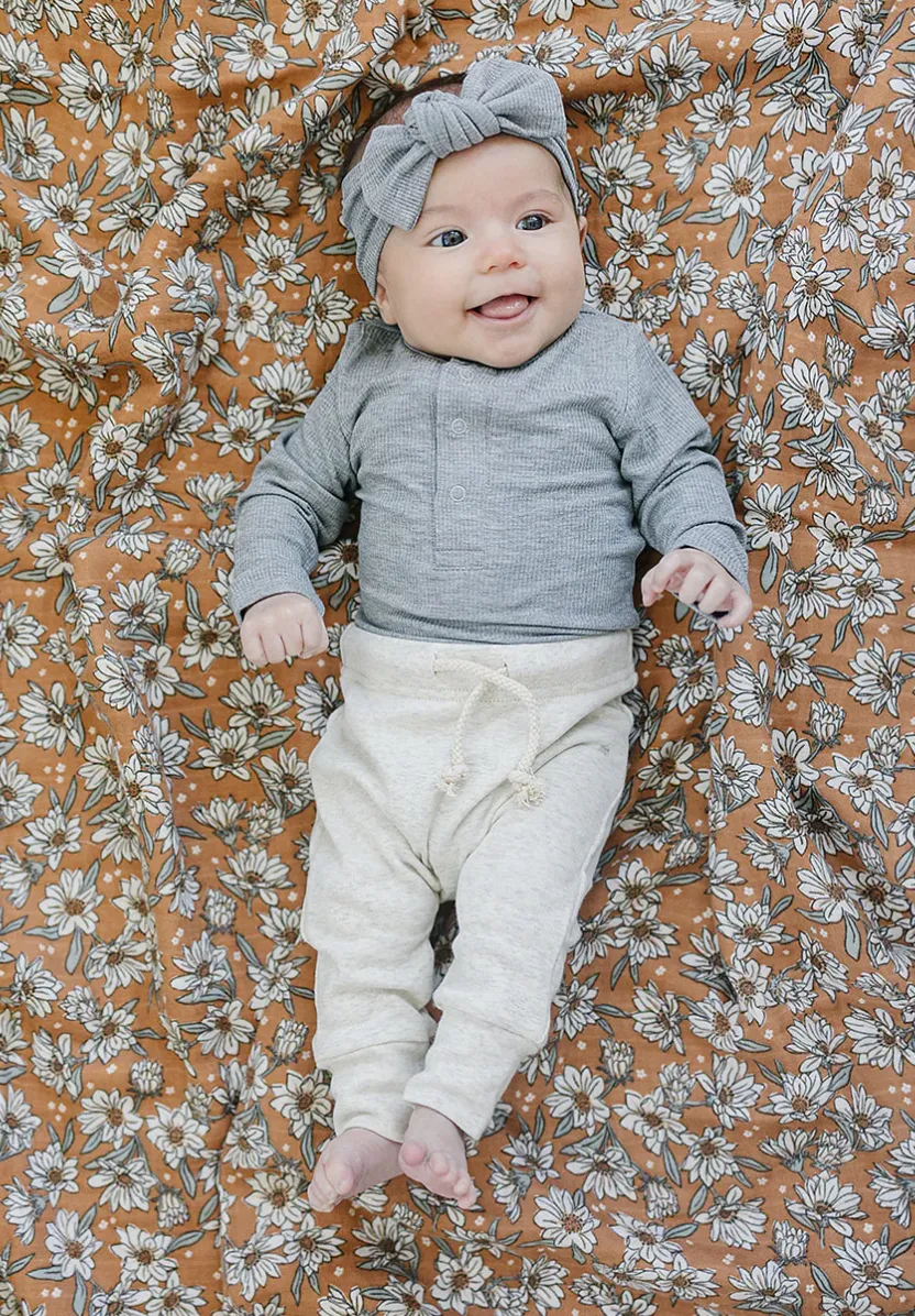 Bamboo Snap Ribbed Bodysuit - Heather Grey