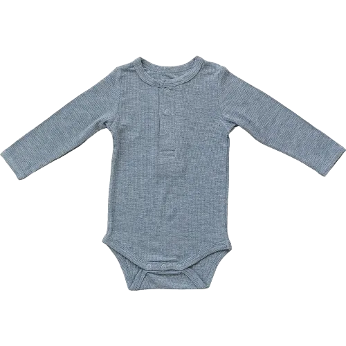 Bamboo Snap Ribbed Bodysuit - Heather Grey