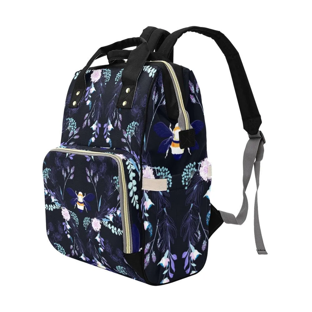 Bee Diaper Bag Backpack Celestial Witchy Goth Baby Shower Gift Idea Insulated Travel Bottle Cooler Boho Moms Dads New Parents Newborn