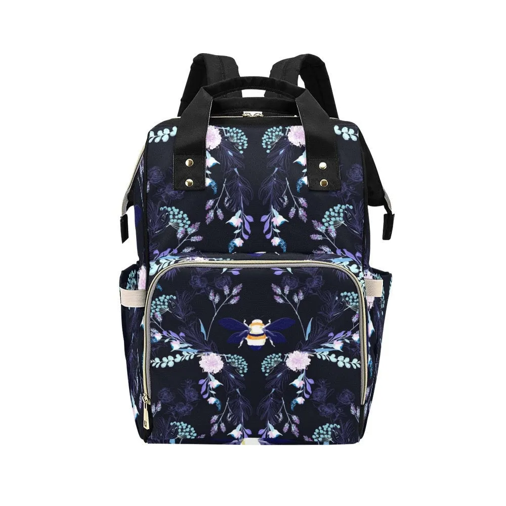Bee Diaper Bag Backpack Celestial Witchy Goth Baby Shower Gift Idea Insulated Travel Bottle Cooler Boho Moms Dads New Parents Newborn
