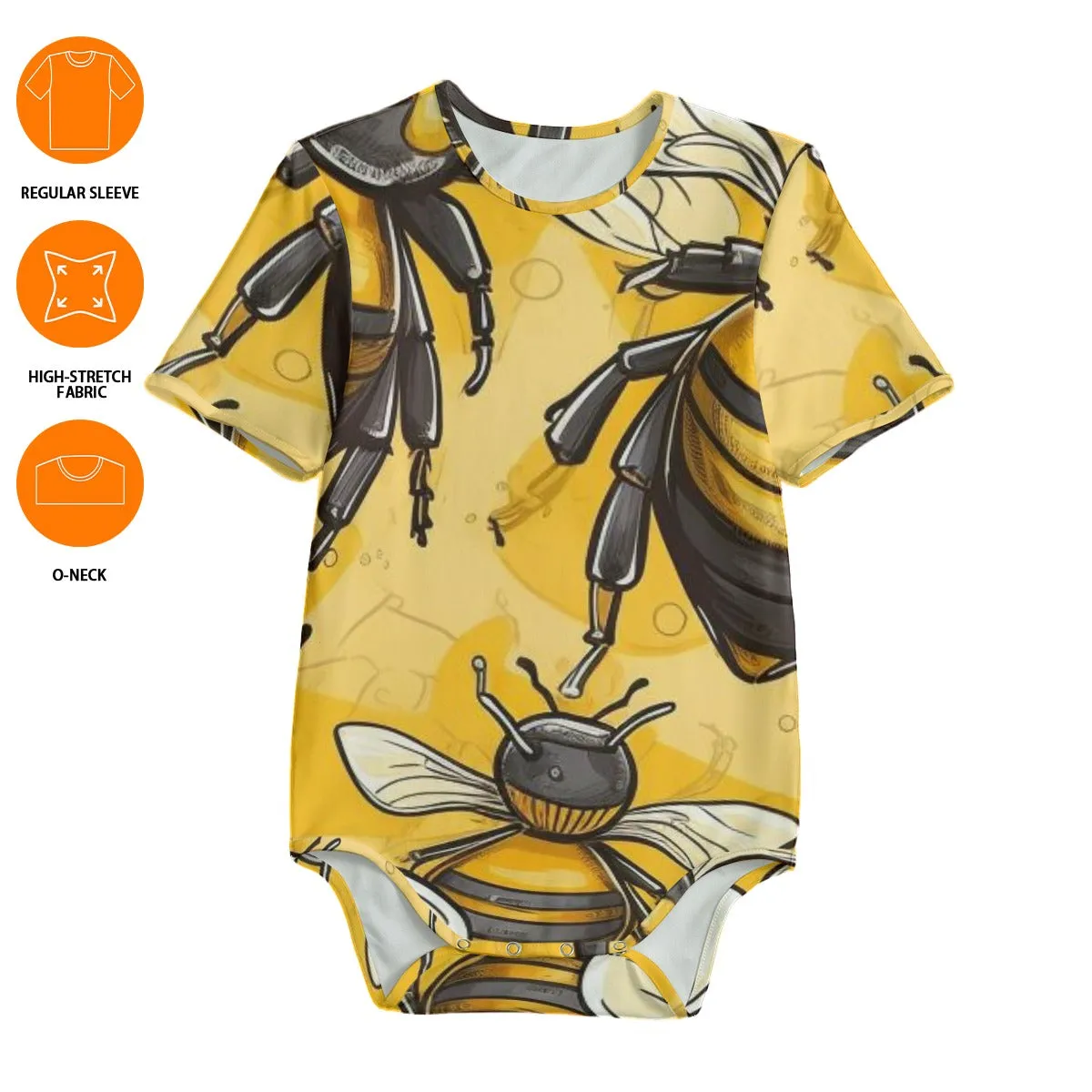 Beez Fly Yellow Bees Baby Bodysuits