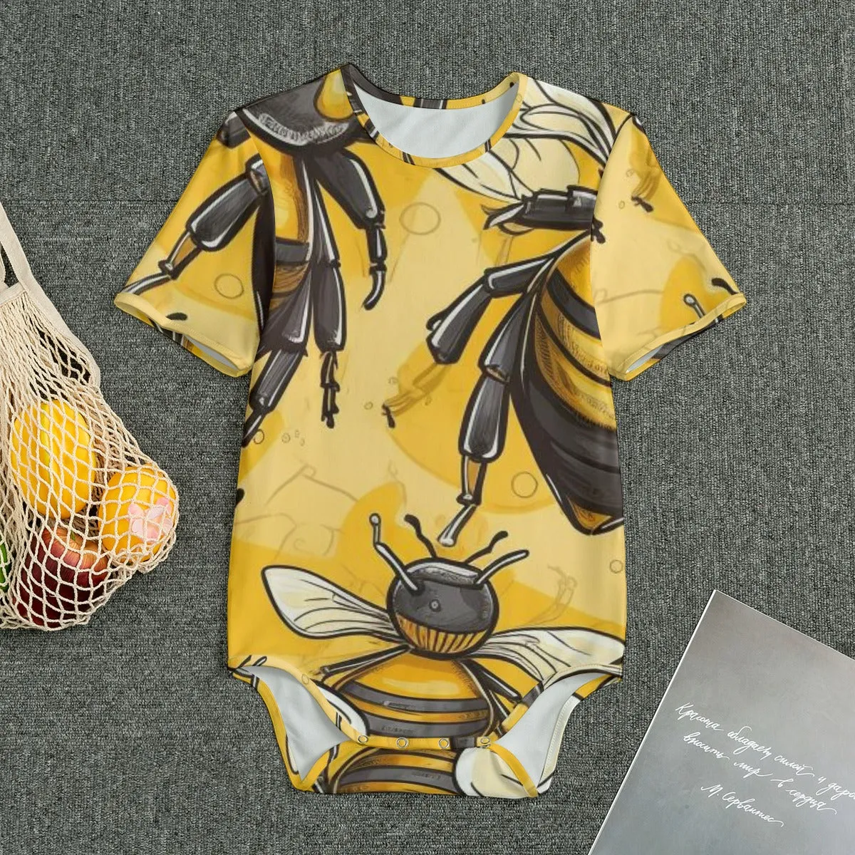 Beez Fly Yellow Bees Baby Bodysuits