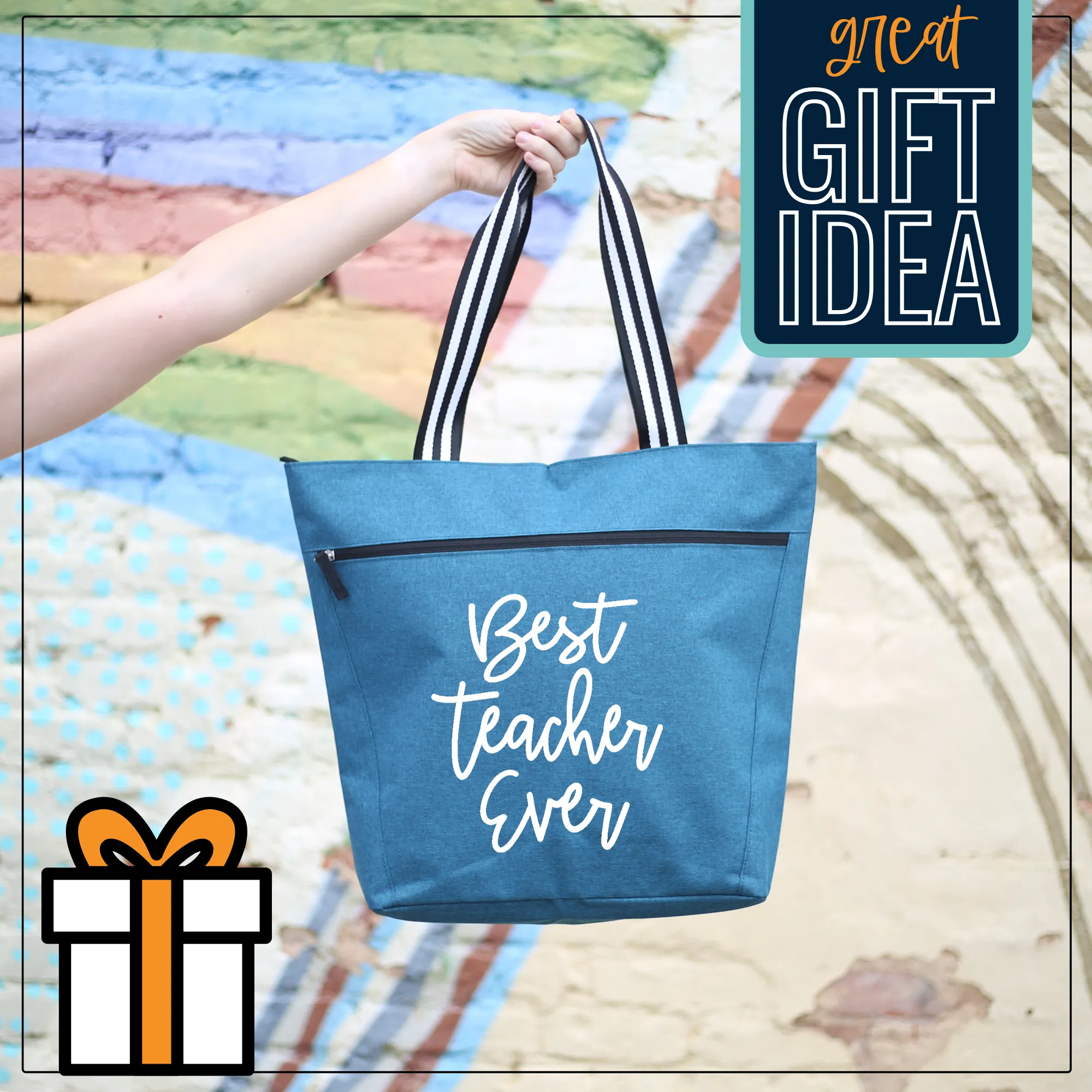 Best Teacher Ever Lexie Teal Tote Bag for Teachers