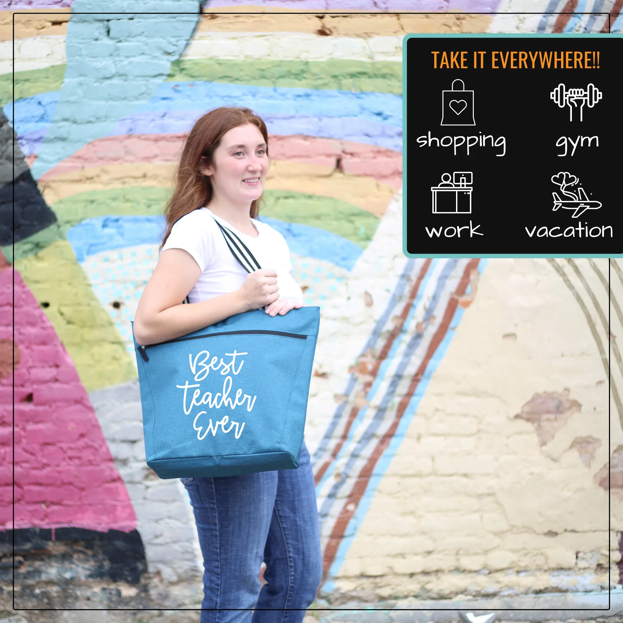 Best Teacher Ever Lexie Teal Tote Bag for Teachers