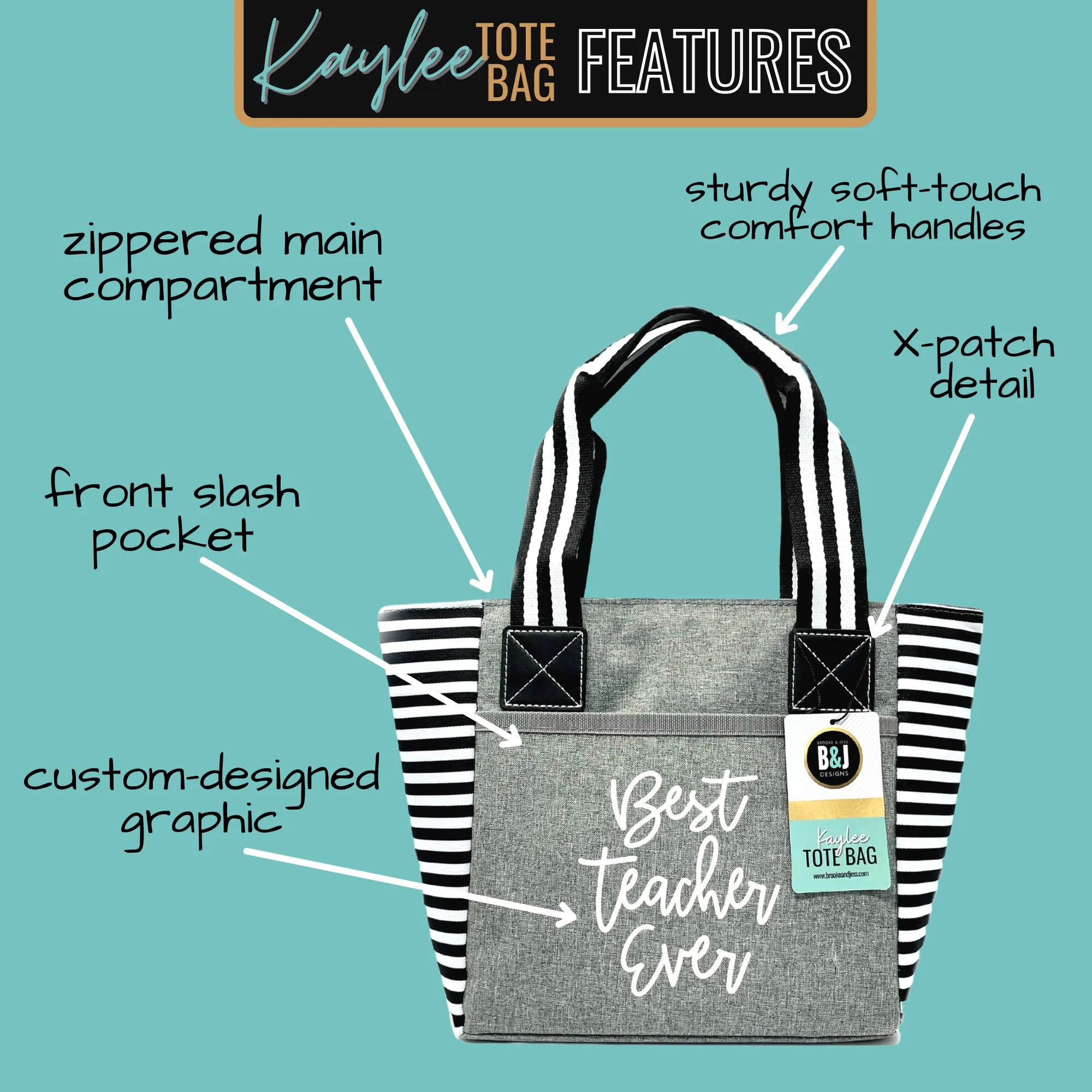 Best Teacher Kaylee Gray Tote Bag for Teachers