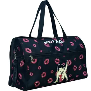 Betty Boop Black canvas Duffel Bag 19"  kick Sport travel Overnight Shoulder Pin