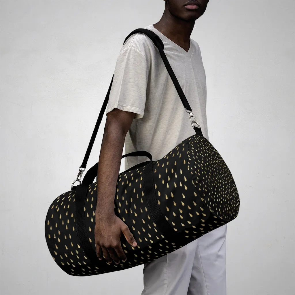 Black and Gold Raindrops Duffel Bag