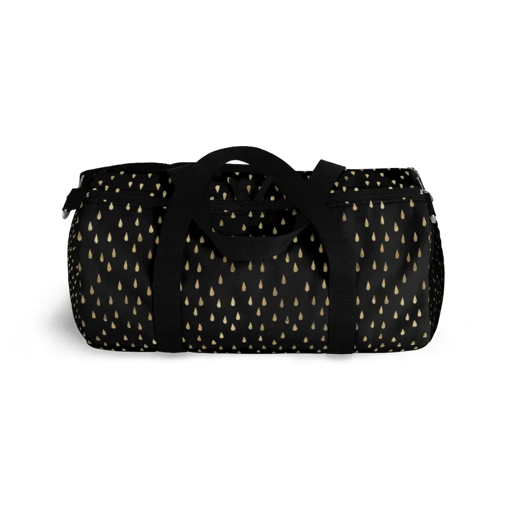 Black and Gold Raindrops Duffel Bag