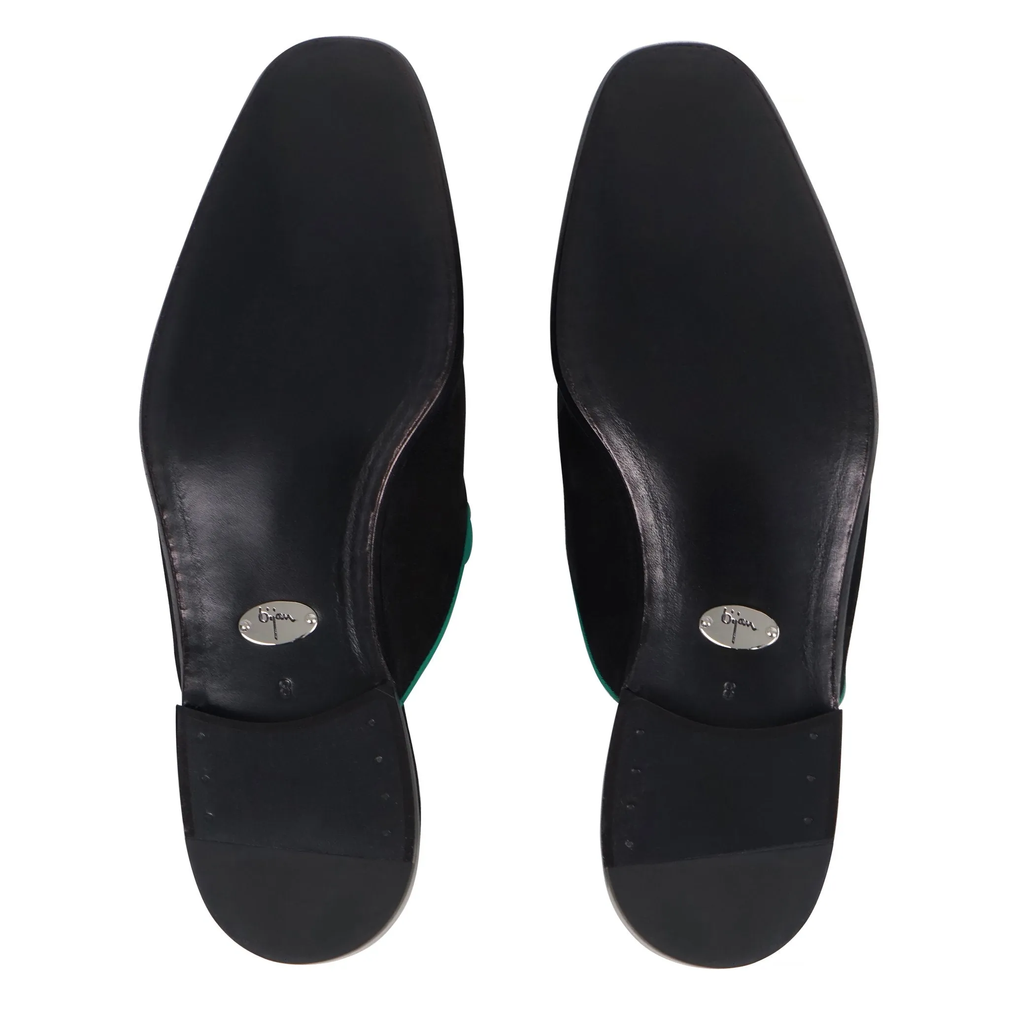 Black and Teal Slip On Suede Loafer