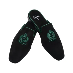 Black and Teal Slip On Suede Loafer