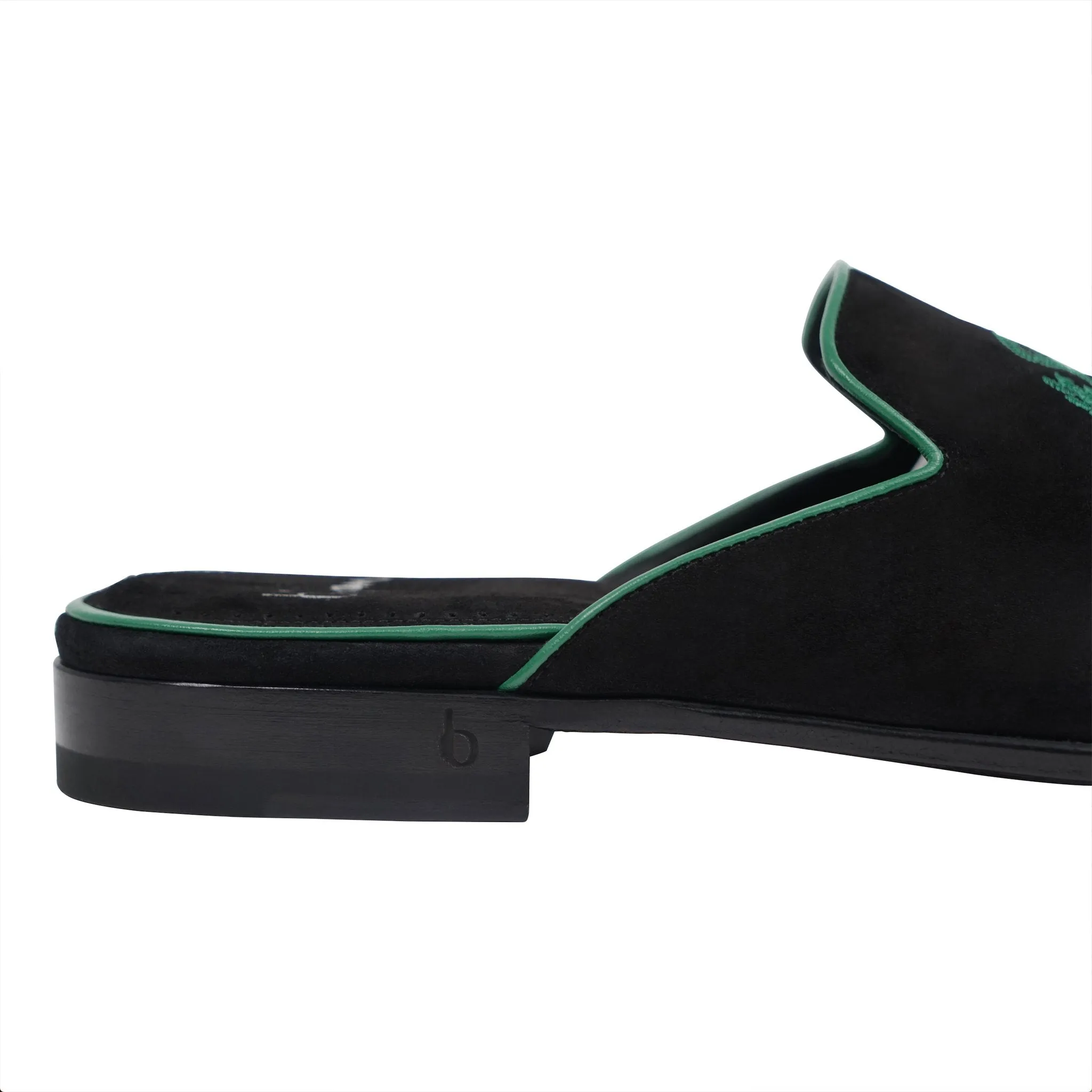 Black and Teal Slip On Suede Loafer