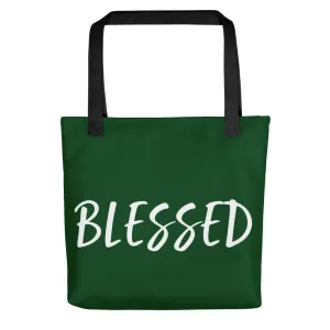 BLESSED BY XCLUSIF POETIX FOREST GREEN & WHITE Tote bag