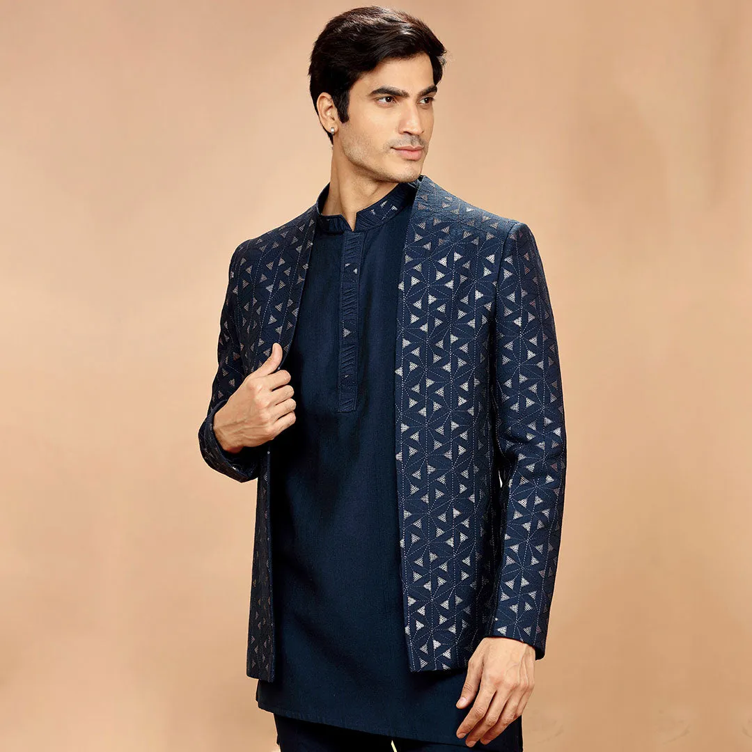 Blissful Blue Asymmetrical Jodhpuri for Men