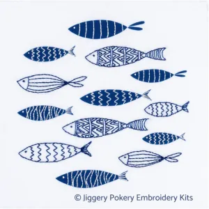 Blue fish embroidery kit