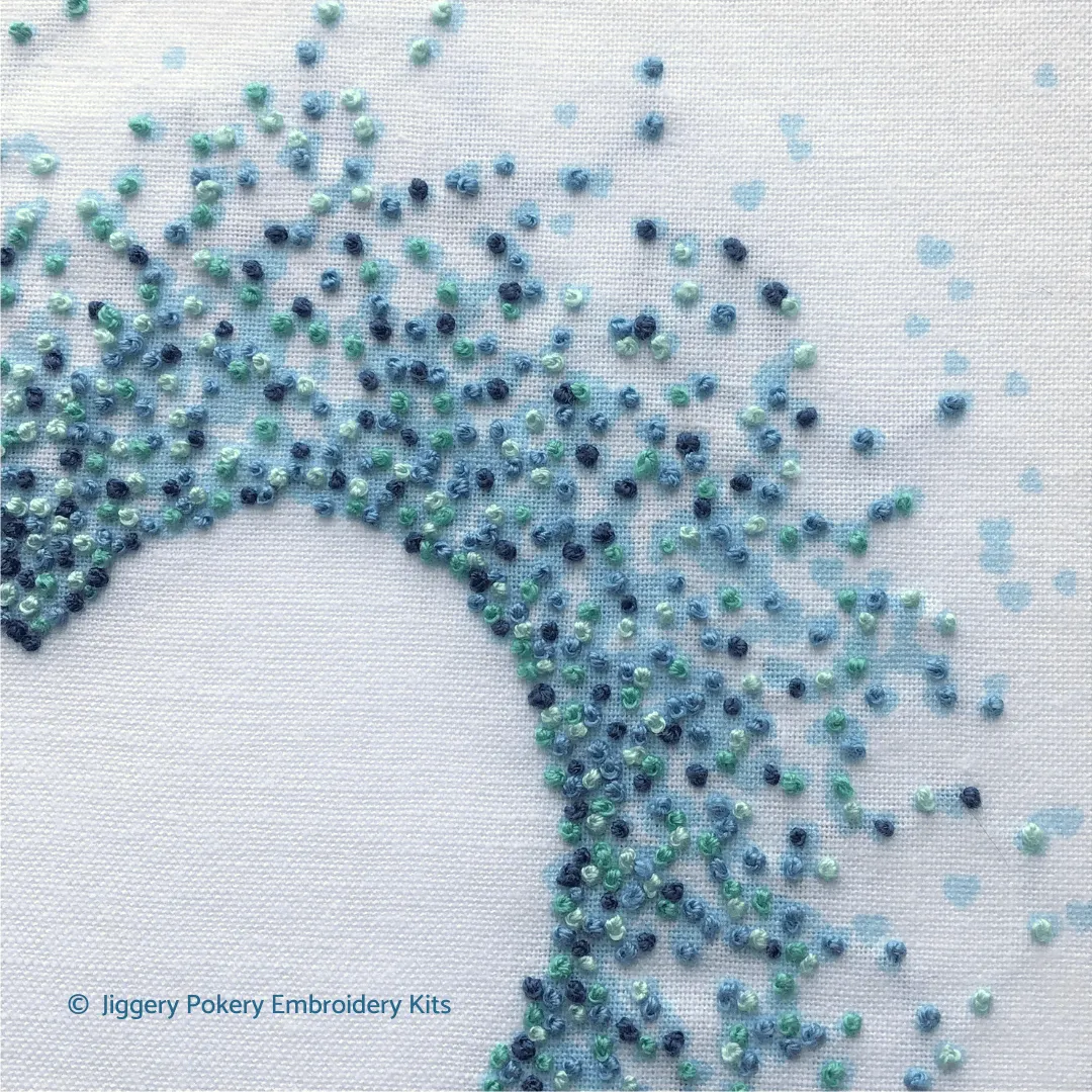 Blue hearts embroidery pattern