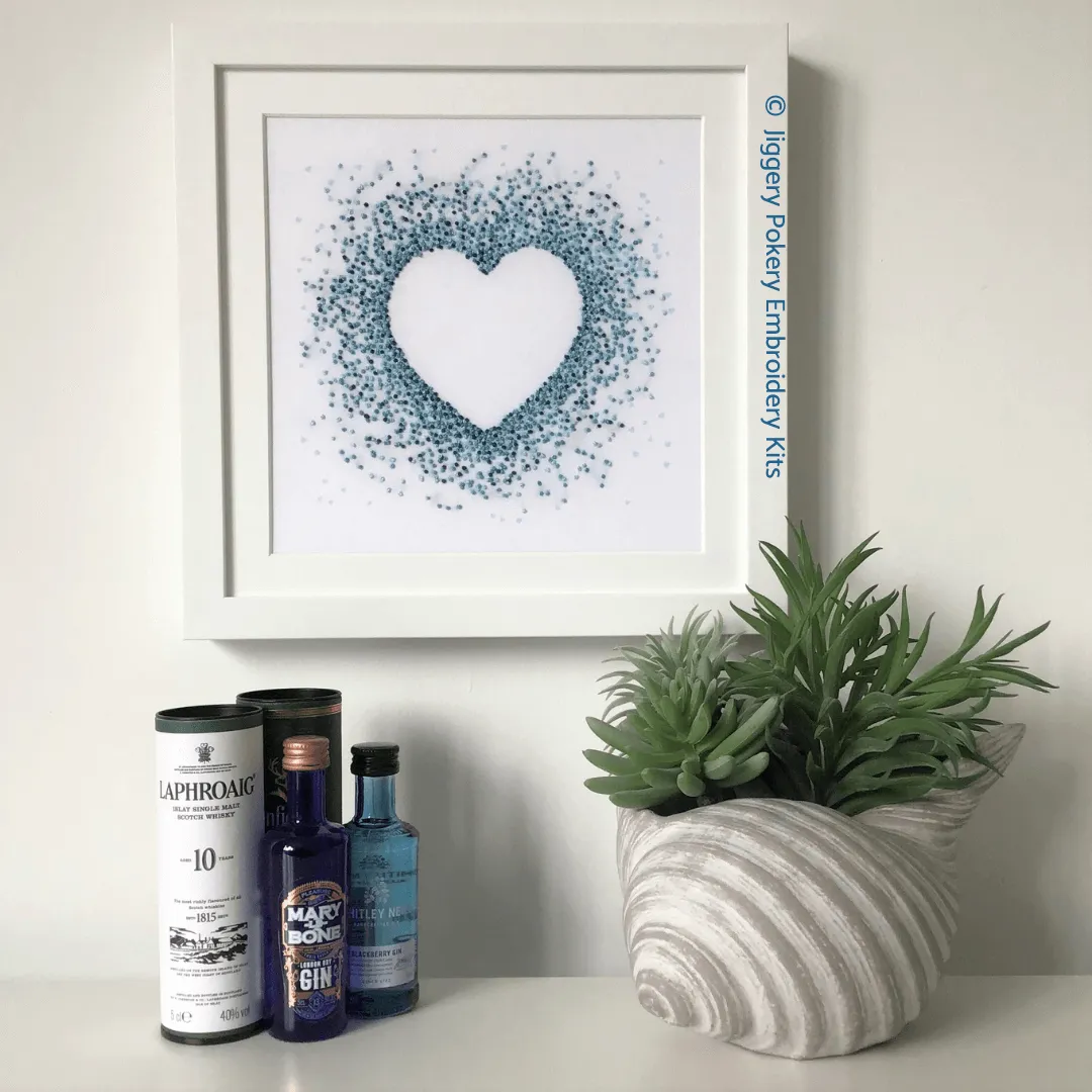 Blue hearts embroidery pattern