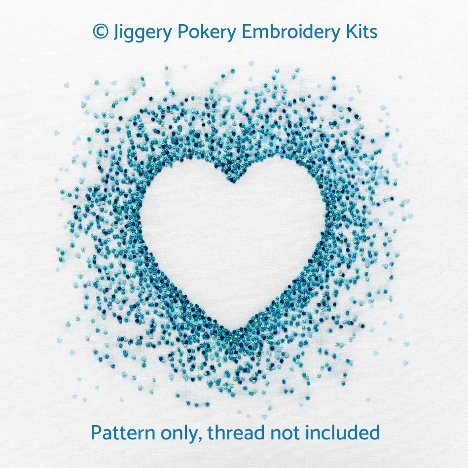 Blue hearts embroidery pattern