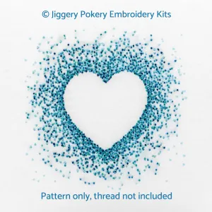 Blue hearts embroidery pattern