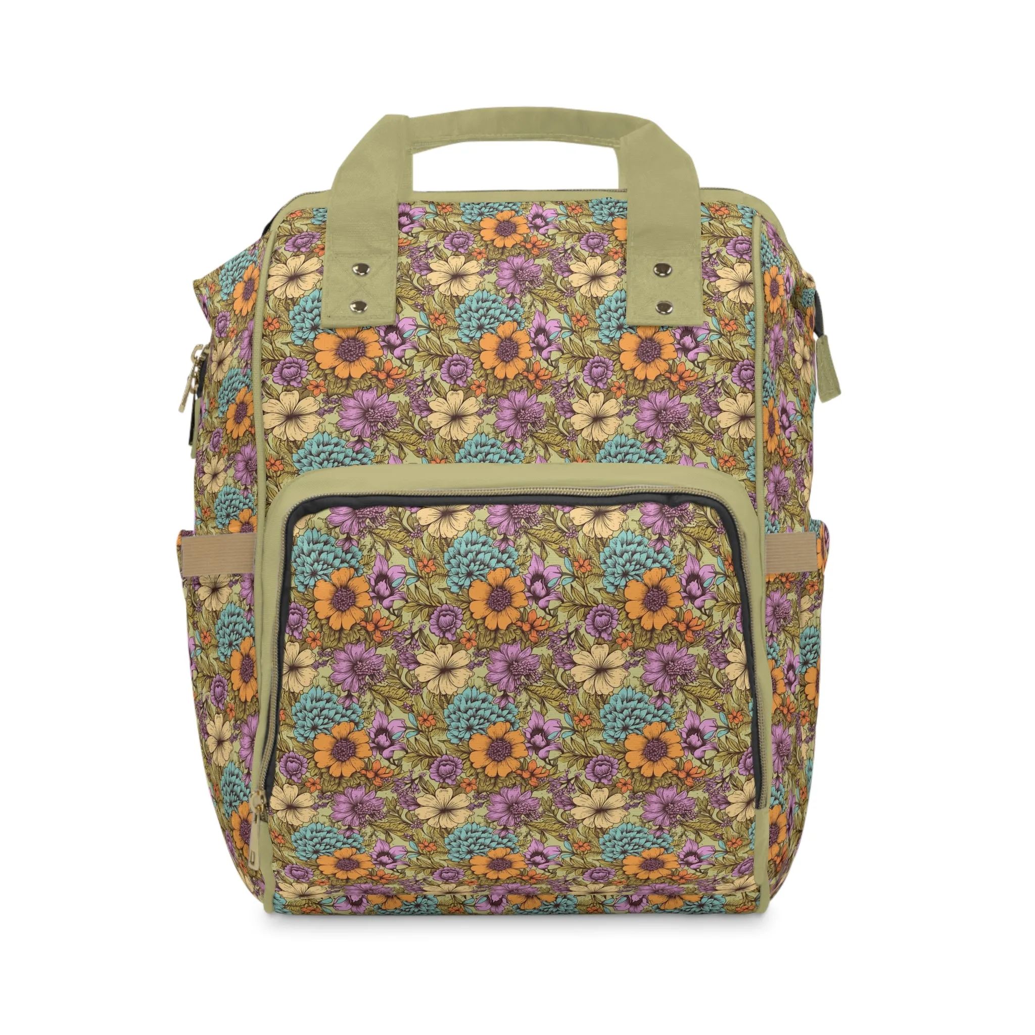 Boho Floral Diaper Backpack - Multifunctional & Spacious Floral Baby Bag for Trendy Parents