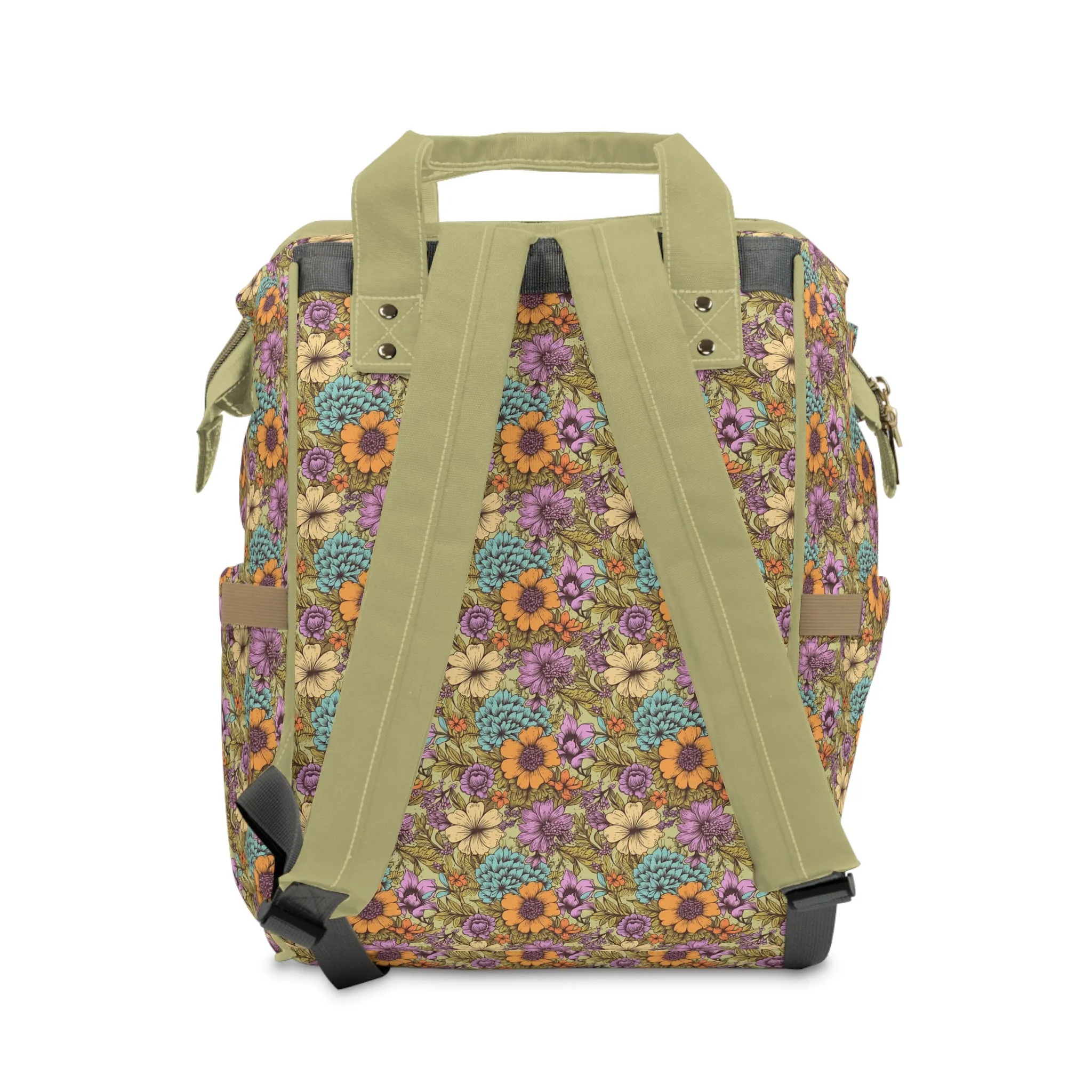 Boho Floral Diaper Backpack - Multifunctional & Spacious Floral Baby Bag for Trendy Parents