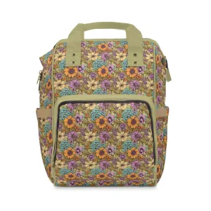 Boho Floral Diaper Backpack - Multifunctional & Spacious Floral Baby Bag for Trendy Parents