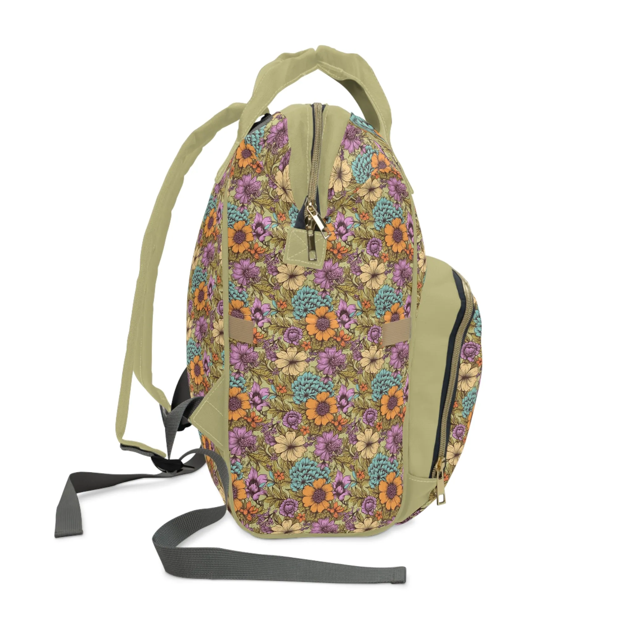 Boho Floral Diaper Backpack - Multifunctional & Spacious Floral Baby Bag for Trendy Parents
