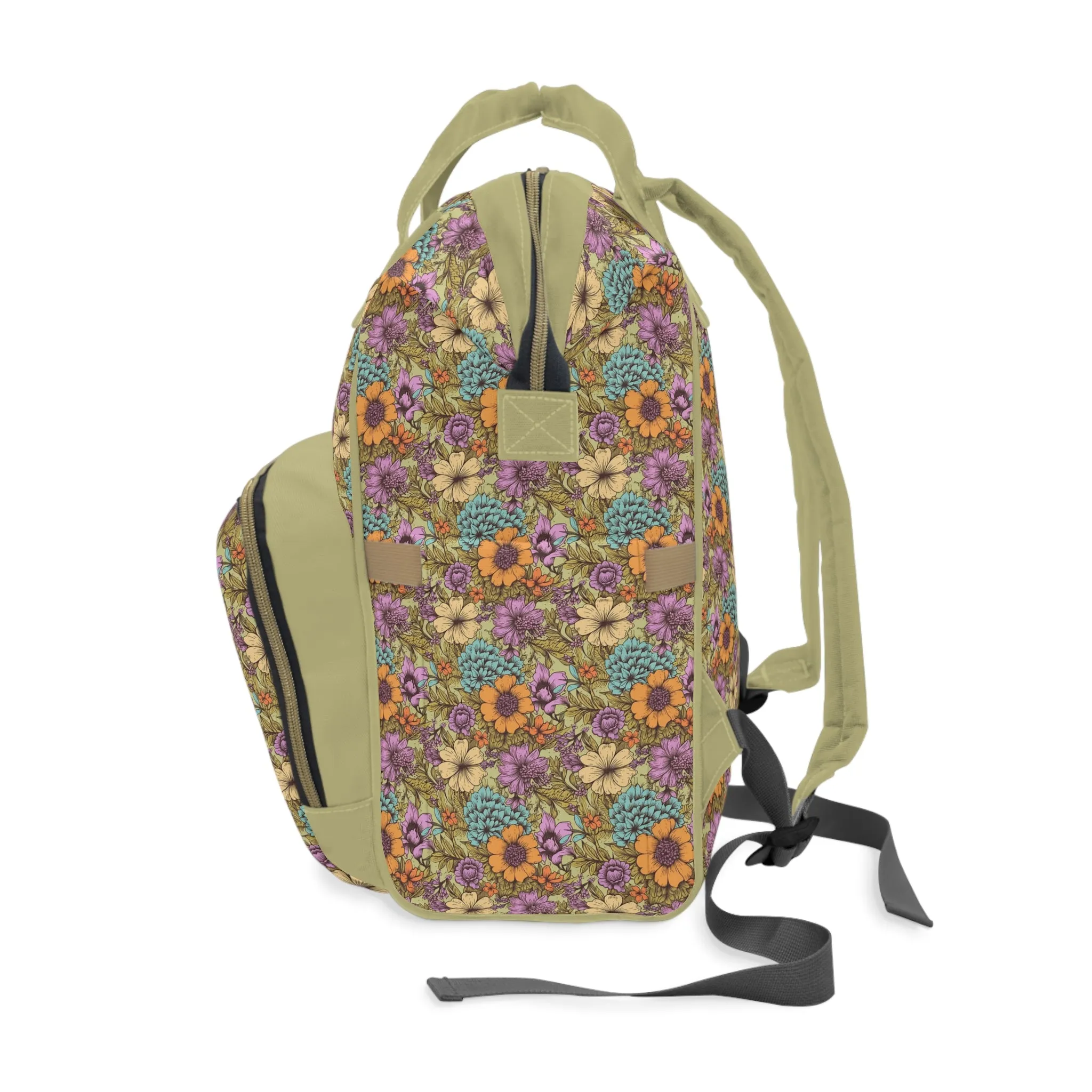 Boho Floral Diaper Backpack - Multifunctional & Spacious Floral Baby Bag for Trendy Parents
