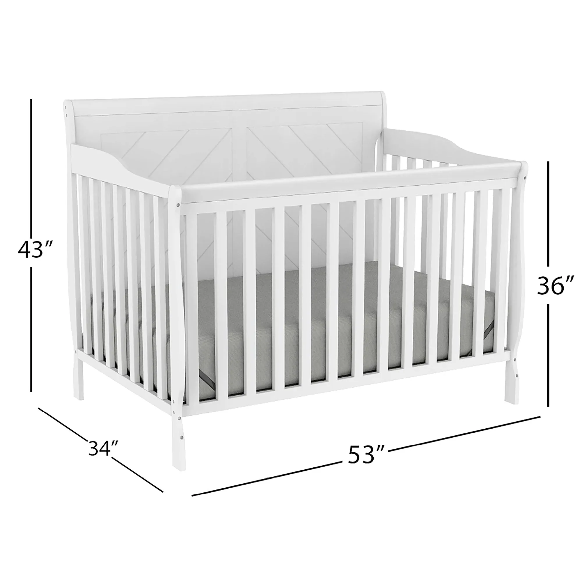 Boobeyeh trio lauren crib and alex changing table set, all white - newborns