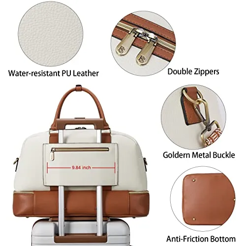 BOSTANTEN Weekender Leather Duffel Bag Carry On Large Tote