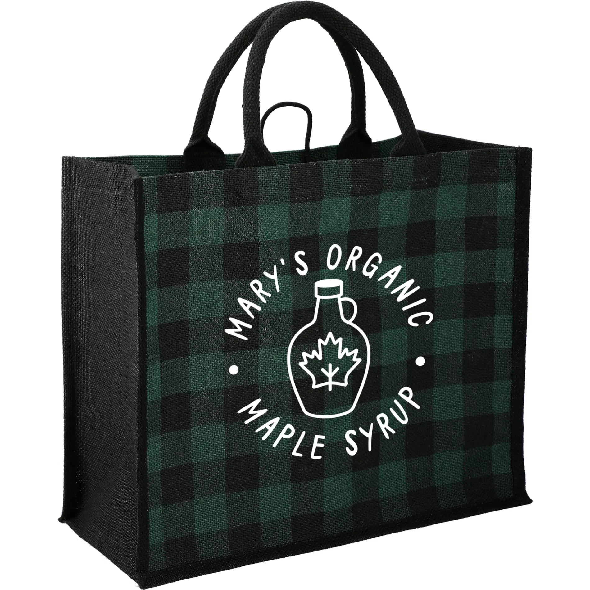 Buffalo Plaid Printed Jute Tote