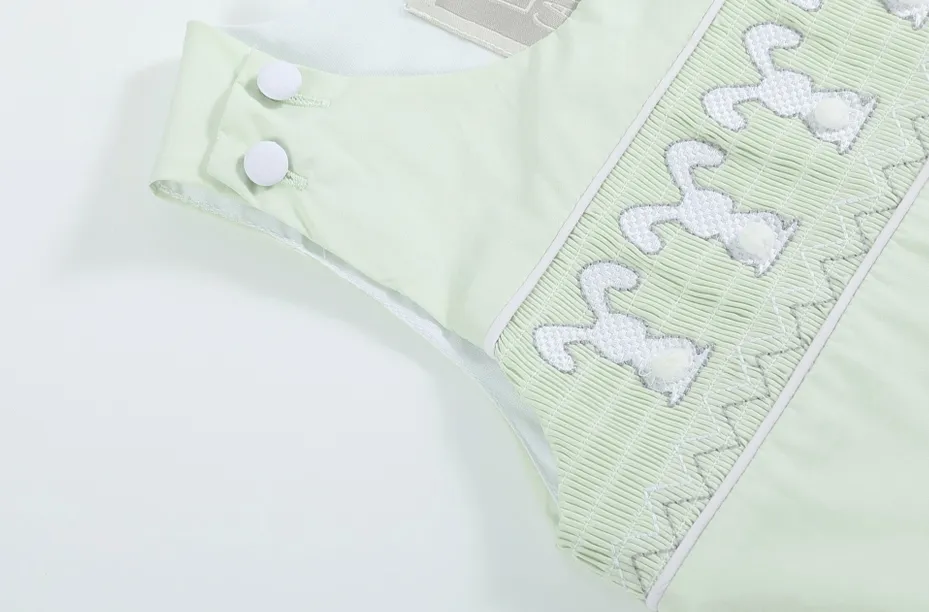 Bunny Smocked Shortalls | Honeydew