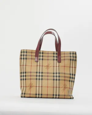 Burberry Beige/Red Coated Canvas Nova Check Tote