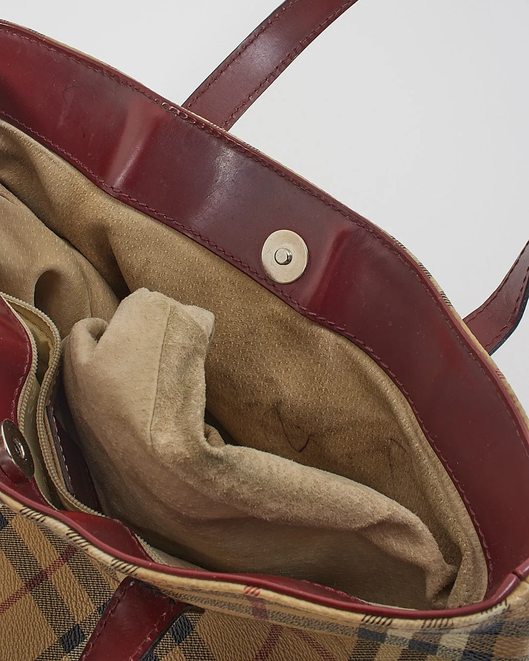 Burberry Beige/Red Coated Canvas Nova Check Tote