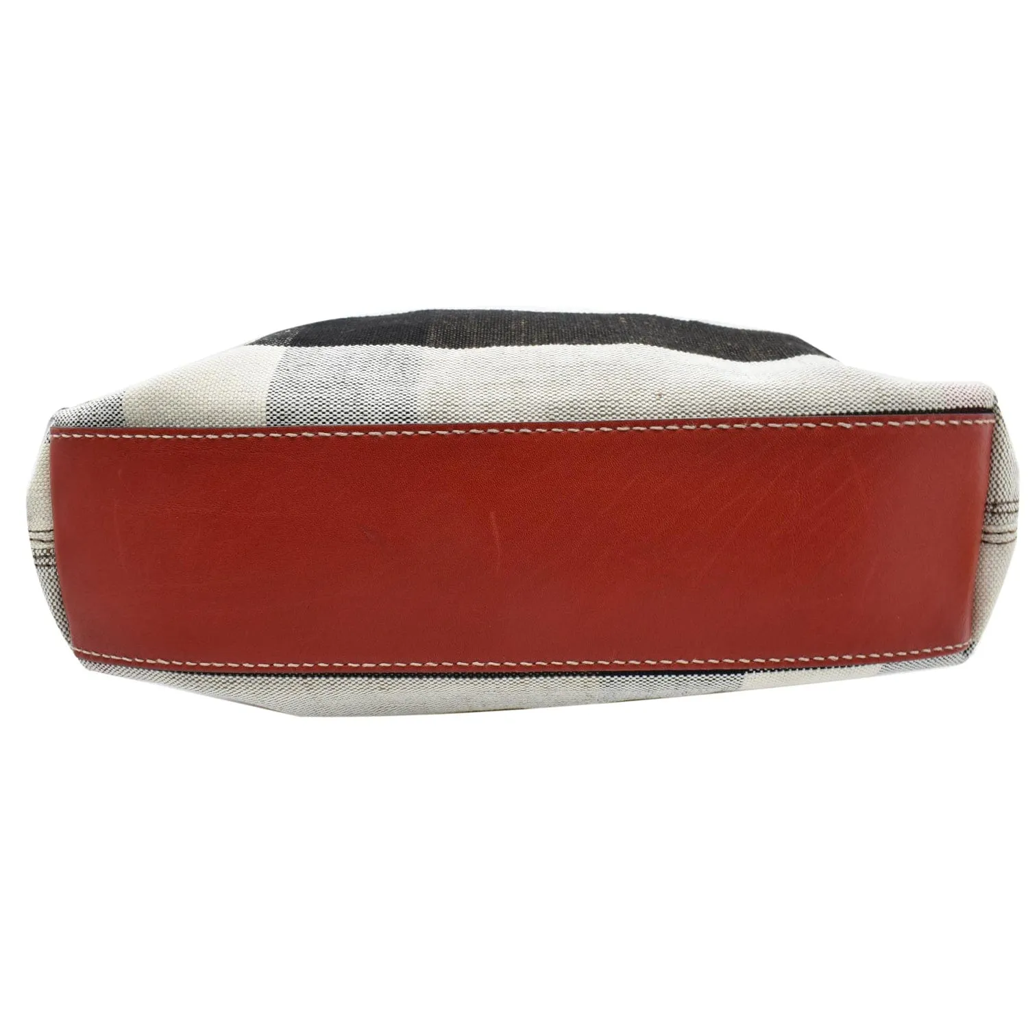 BURBERRY Susanna Medium Check Canvas Leather Bucket Shoulder Bag Red