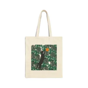Canvas Tote Bag - Black Cat Floral