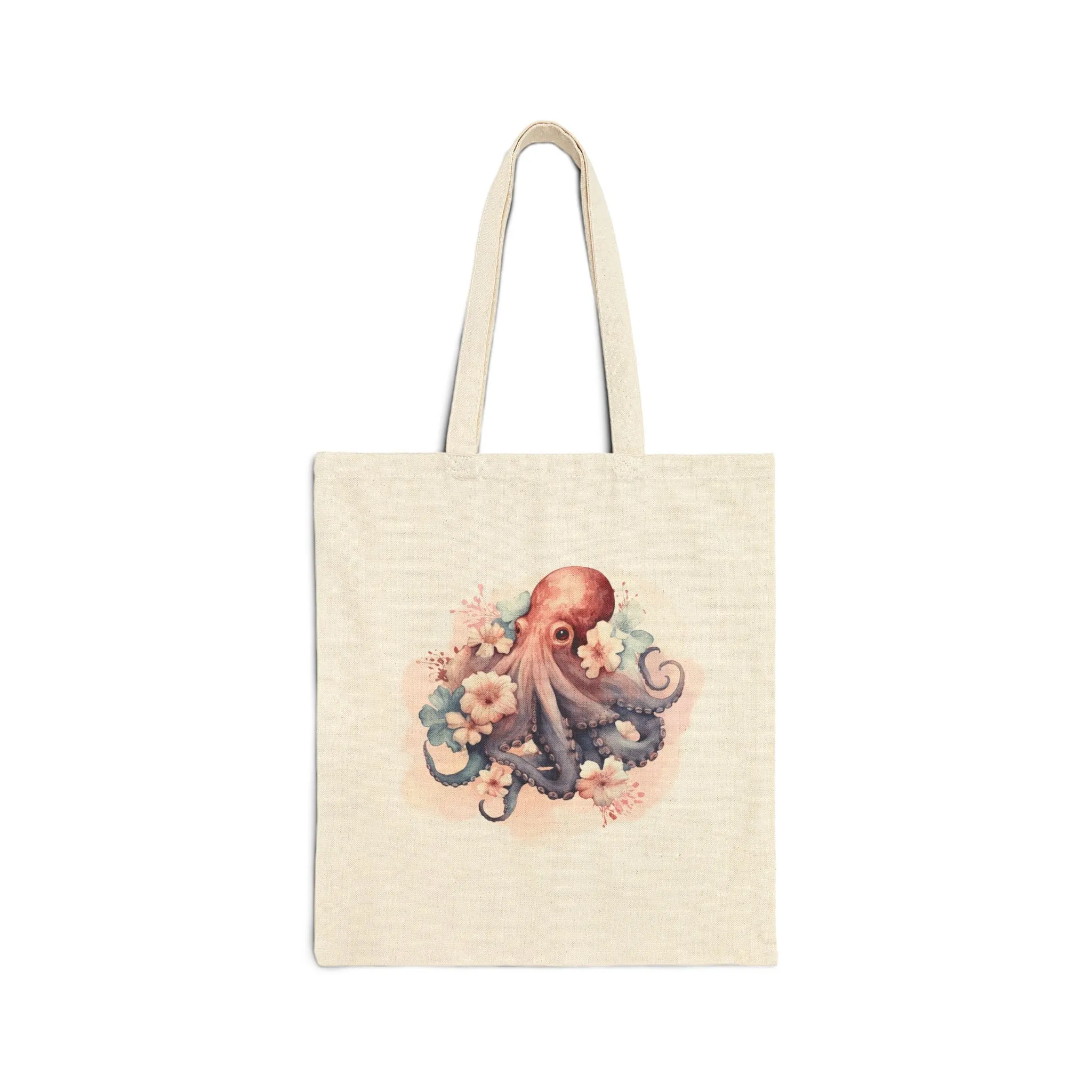 Canvas Tote Bag Octopus Floral